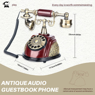 Livro de convidados de estilo europeu de áudio Telefone casamento recarregável para coletar mensagens