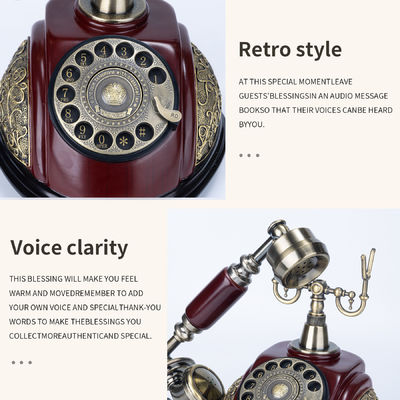 Livro de convidados de estilo europeu de áudio Telefone casamento recarregável para coletar mensagens