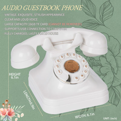 Invitados OEM Mensagens Mensagem de áudio Livro de convidados 10 horas telefone antigo Livro de convidados de casamento