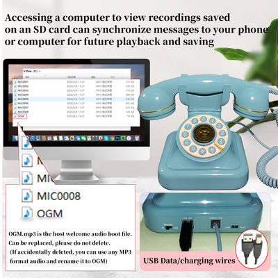 32GB Clear Sound Telephone Guest Book Casamento Azul Para Bebê Duchas Eventos