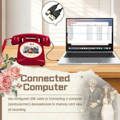 Gravar Mensagens Vídeo Livro de convidados Registro de telefone de casamento vermelho para qualquer celebração