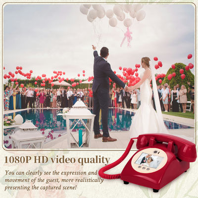 Gravar Mensagens Vídeo Livro de convidados Registro de telefone de casamento vermelho para qualquer celebração