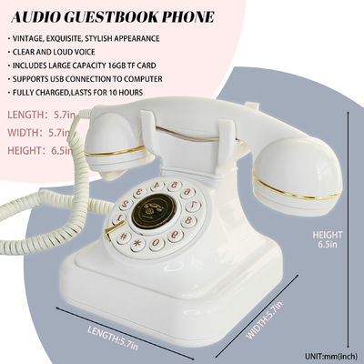 FiayaCom Telefone de Casamento com Livro de Visitas de Áudio Poderoso com Capacidade de Armazenamento Ilimitada e Bateria Recarregável