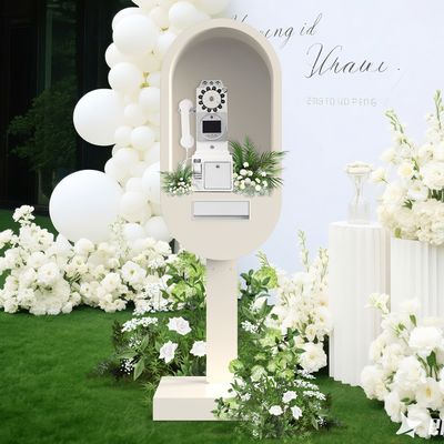 Cabine telefônica de casamento premium em metal com sistema de gravação de livro de visitas em áudio/vídeo