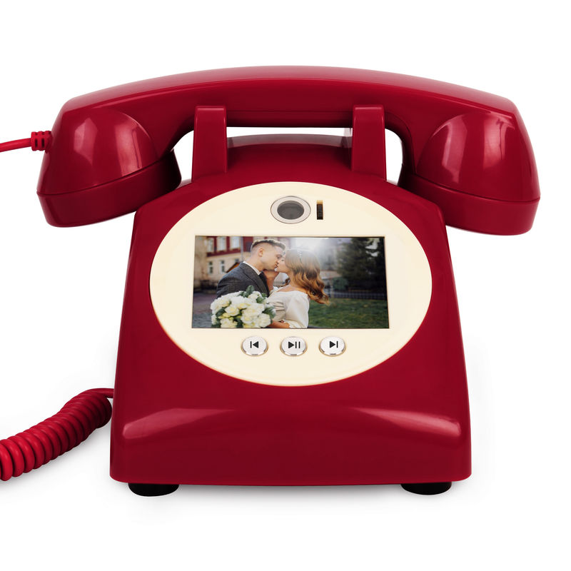 Gravar Mensagens Vídeo Livro de convidados Registro de telefone de casamento vermelho para qualquer celebração